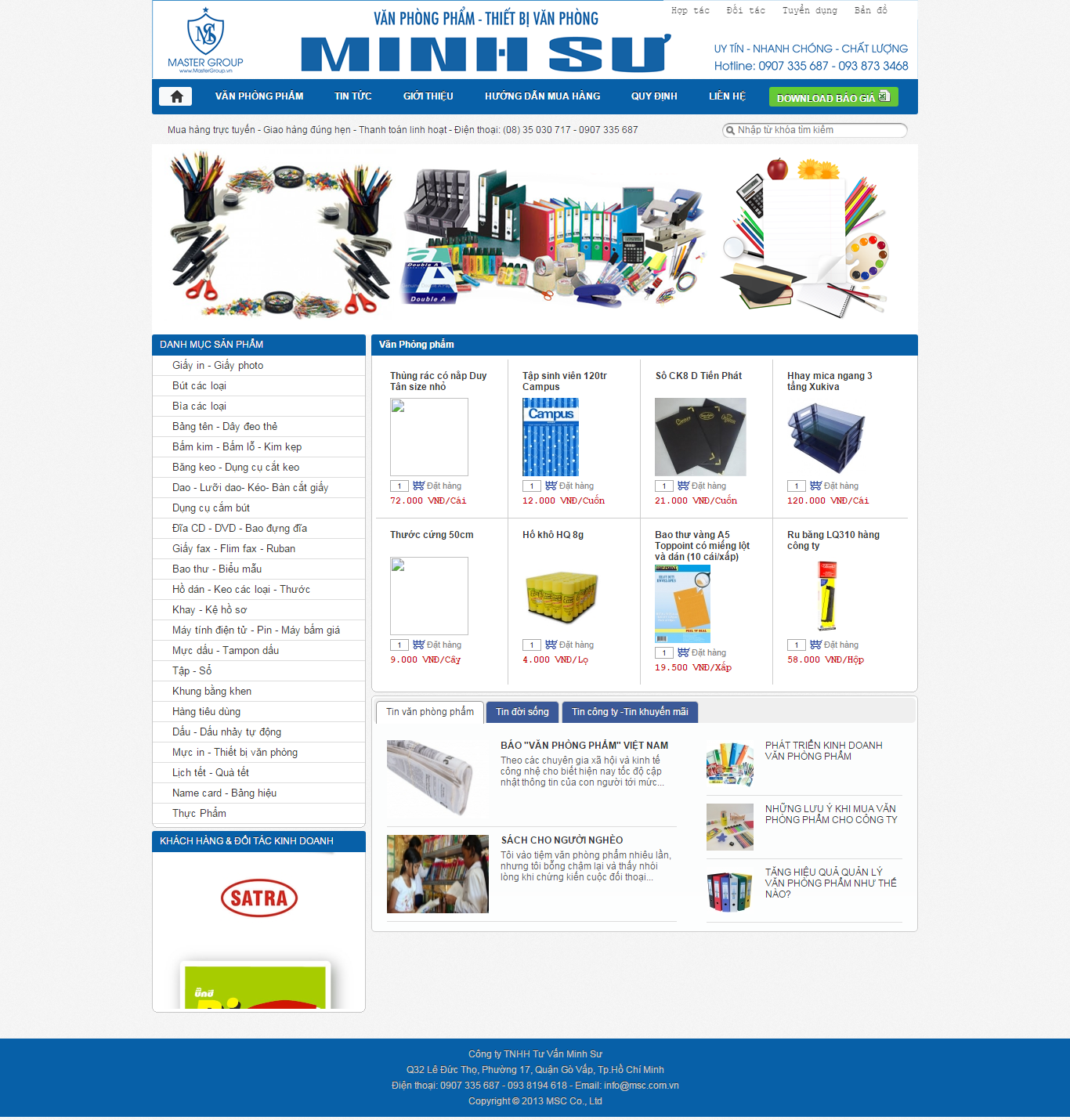 Thiết kế Web văn phòng phẩm vanphongpham.msc.com.vn